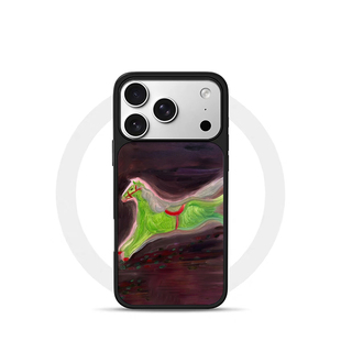 ins风复古小绿马黑边电镀银磁吸适用苹果iPhone17promax手机壳1615pro小米1415Pro华为mate60p70三星S23防摔