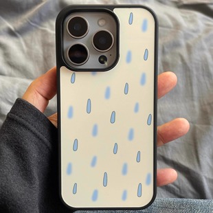 小雨天气亚克力黑边磁吸适用苹果iPhone16promax手机壳1312pro小米1415Pro华为mate60p70三星S23防摔 ins个性