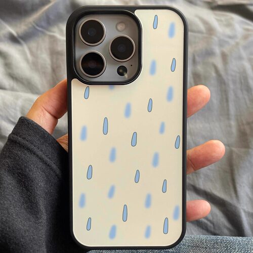 ins个性小雨天气亚克力黑边磁吸适用苹果iPhone16promax手机壳1312pro小米1415Pro华为mate60p70三星S23防摔