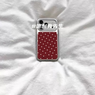 ins个性 复古红色波点电镀银磁吸适用苹果iPhone17promax手机壳1615pro小米1415Pro华为mate60p70三星S23防摔