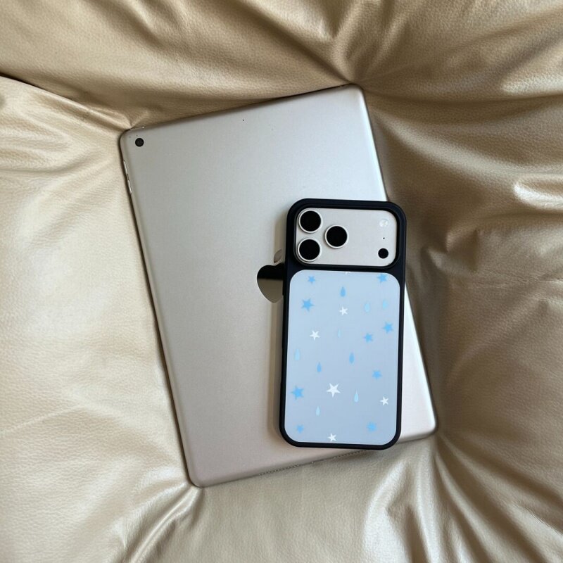 ins风雨滴星星黑边软壳磁吸适用苹果小米iPhone17promax手机壳1613pro小米1415Pro华为mate60p70三星S23防摔