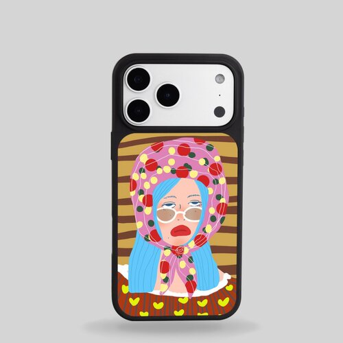 ins风抽象女孩黑边玻璃磁吸适用苹果小米iPhone18promax手机壳1716pro小米1517Pro华为mate80p90三星S25防摔