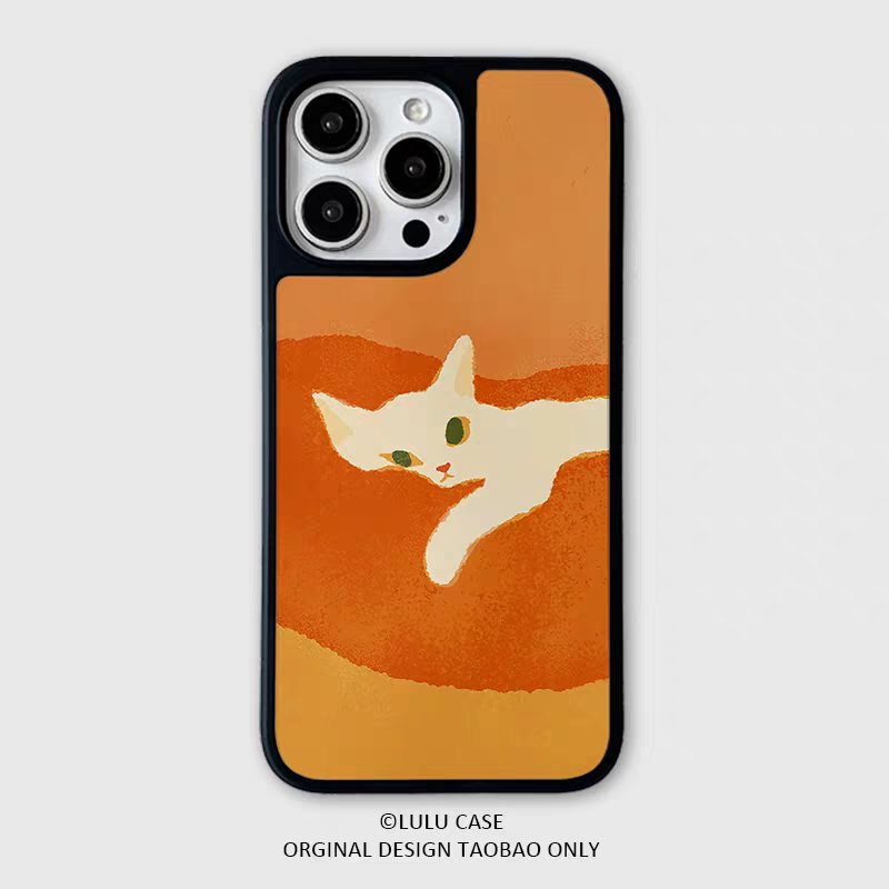 温暖的猫咪呐亚克力黑边磁吸适用苹果iPhone16promax手机壳1315pro小米14Pro保护套华为mate60p70防摔三星S23