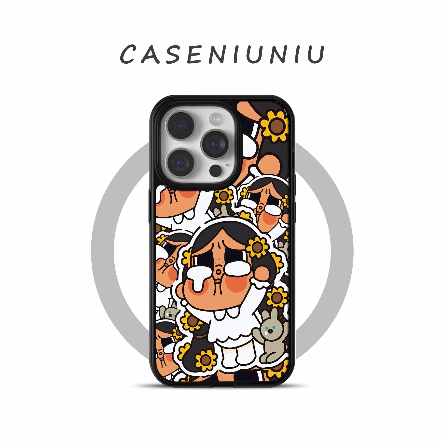 ins风crybaby哭娃亚克力黑边磁吸适用苹果iPhone16promax手机壳1312pro小米1415Pro华为mate60p70三星S23防摔