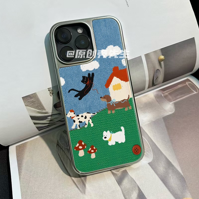 原创ins草原动物合集电镀银边软壳适用于苹果手机壳iPhone16promax亚克力15pro/14/13/12/11新款可爱卡通高级