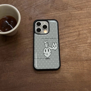 ins可爱波点古早亚克力黑边磁吸适用苹果iPhone16promax手机壳1312pro小米1415Pro华为mate60p70三星S23防摔