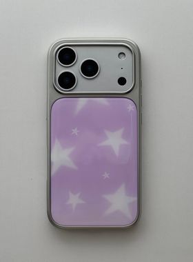 ins个性紫色晕染星星电镀银磁吸适用苹果iPhone16promax手机壳1312pro小米1415Pro华为mate60p70三星S23防摔