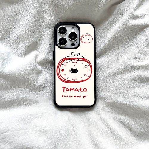 ins番茄黑猫时钟黑边磁吸适用苹果iPhone17promax16手机壳1312pro小米1415Pro华为mate60p70三星S23防摔软壳