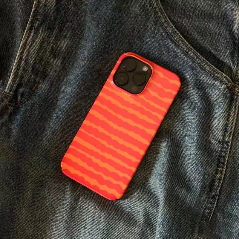 原创个性款活力橙条纹适用于菲林壳iPhone14苹果手机壳13卡通12硬壳超薄定制11promax磨砂全包半包式XR涂鸦彩