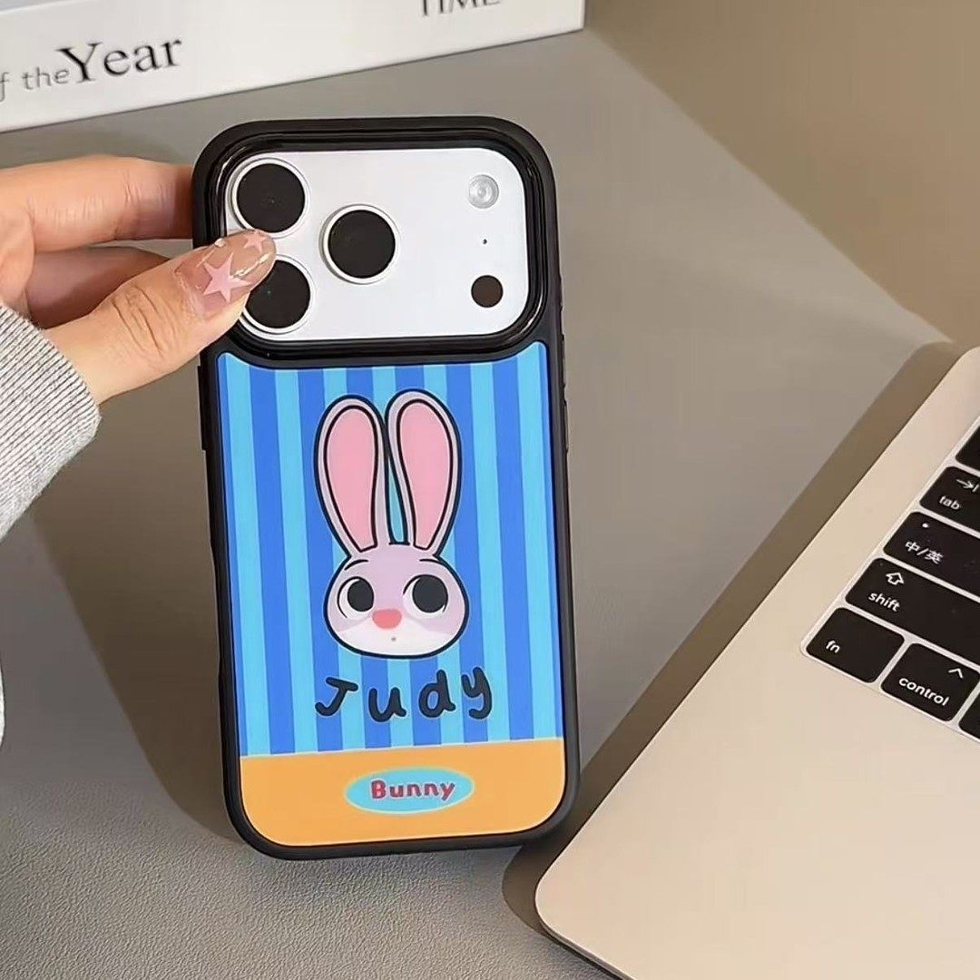 ins风卡通动物城黑边玻璃手机壳适用苹果iPhone17promax高级感保护套小众16plus亮面15pro14防摔简约13pro,3C数码配件,手机保护套/壳,淘宝优惠券,粉丝福利购,淘宝优惠卷