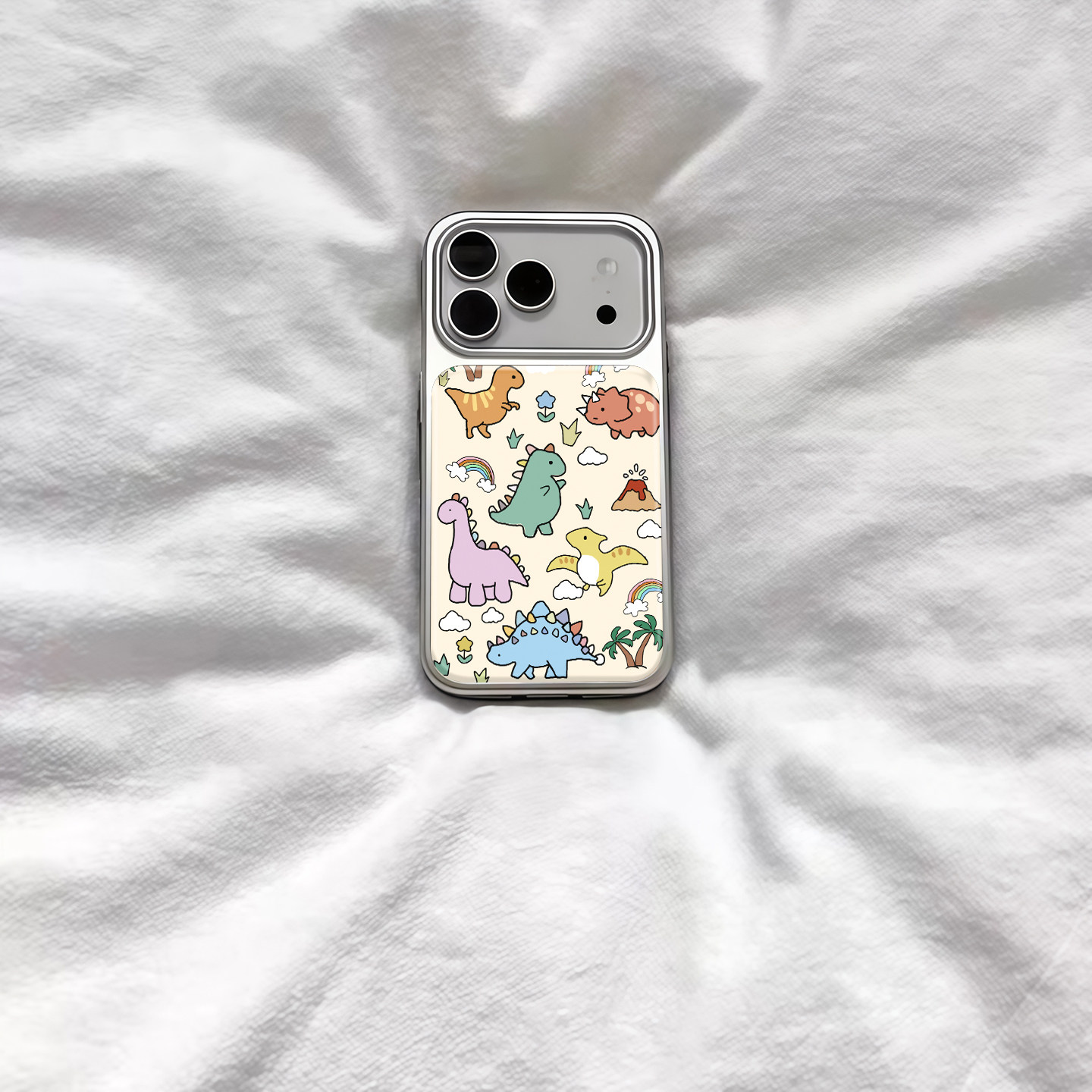 ins复古个性可爱恐龙电镀银磁吸适用苹果iPhone17promax手机壳1615pro小米1415Pro华为mate80p70三星S23防摔