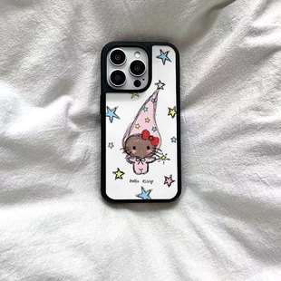 ins星星素描kt猫黑边软壳磁吸适用苹果iPhone17promax手机壳1615pro小米1415Pro华为mate60p70三星S23防摔