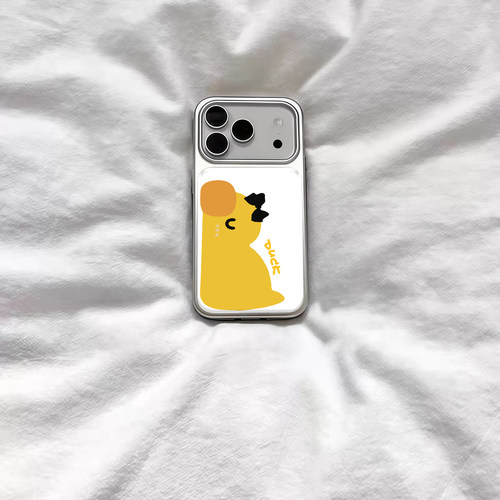 ins可爱复古抽象小鸭电镀银磁吸适用苹果iPhone17promax手机壳1615pro小米1415Pro华为mate80p70三星S23防摔