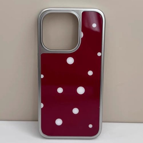 ins风港红不规则松弛波点电镀银边适用于苹果17手机壳iPhone16promax亚克力1112小米1415pro华为mate60P70