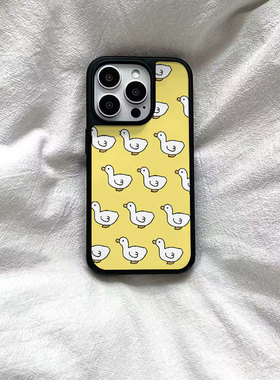 ins风满屏黄色小鸭黑边软壳磁吸适用苹果iPhone17promax手机壳1615pro小米1415Pro华为mate60p70三星S23防摔