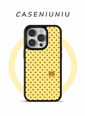 ins古早轻松熊亚克力银黑边磁吸适用苹果iPhone16promax手机壳1312pro小米1415Pro华为mate60p70三星S23防摔