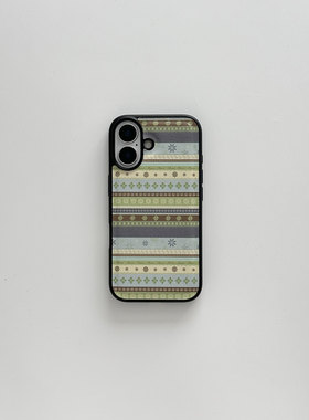 原创绿色碎花画亚克力黑边磁吸适用于苹果iPhone16promax1312pro小米1415Pro华为mate60p70三星S23防摔手机壳