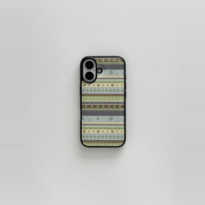 原创绿色碎花画亚克力黑边磁吸适用于苹果iPhone16promax1312pro小米1415Pro华为mate60p70三星S23防摔手机壳