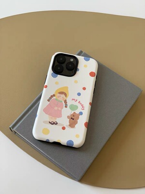 原创小众个性卡通可爱小熊女孩个性小众二合一菲林硬壳适用苹果iPhone15promax菲林手机壳14pro磨砂121113潮