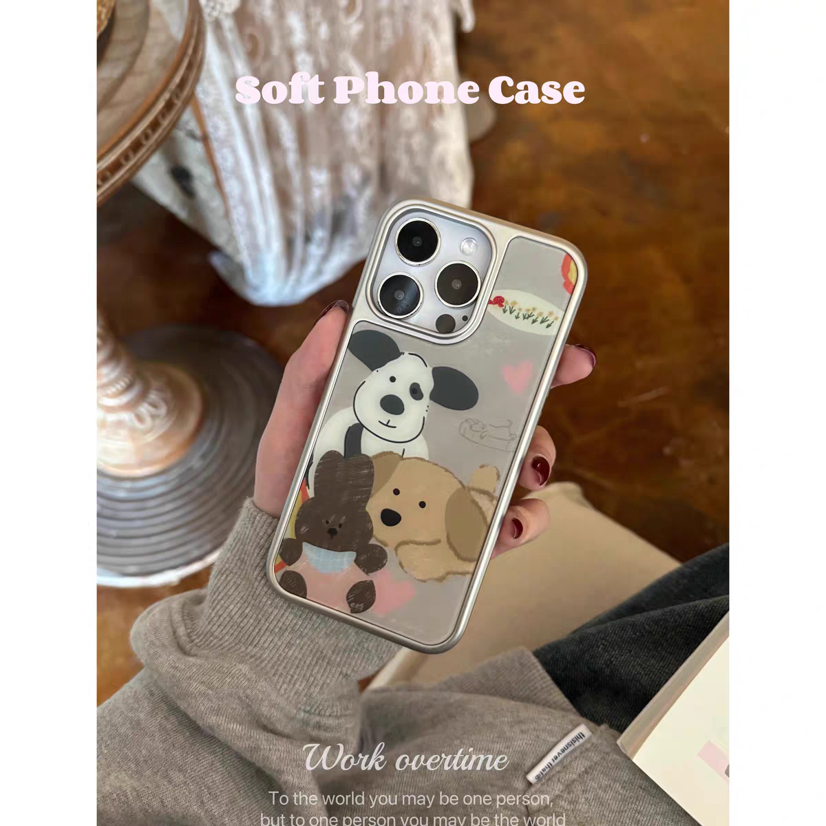 个性幸运睡前故事简约电镀银边软壳适用于苹果手机壳iPhone16promax亚克力15pro/14/13/12/11新款可爱高级感