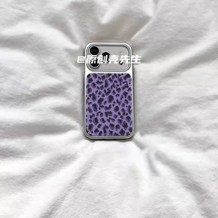 ins风复古高级感豹纹电镀银磁吸适用苹果iPhone17promax手机壳1615pro小米1415Pro华为mate60p70三星S23防摔