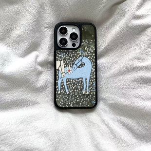 ins风复古个性 小马黑边软壳磁吸适用苹果iPhone17promax手机壳1615pro小米1415Pro华为mate60p70三星S23防摔