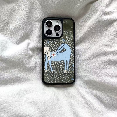 ins风复古个性小马黑边软壳磁吸适用苹果iPhone17promax手机壳1615pro小米1415Pro华为mate60p70三星S23防摔