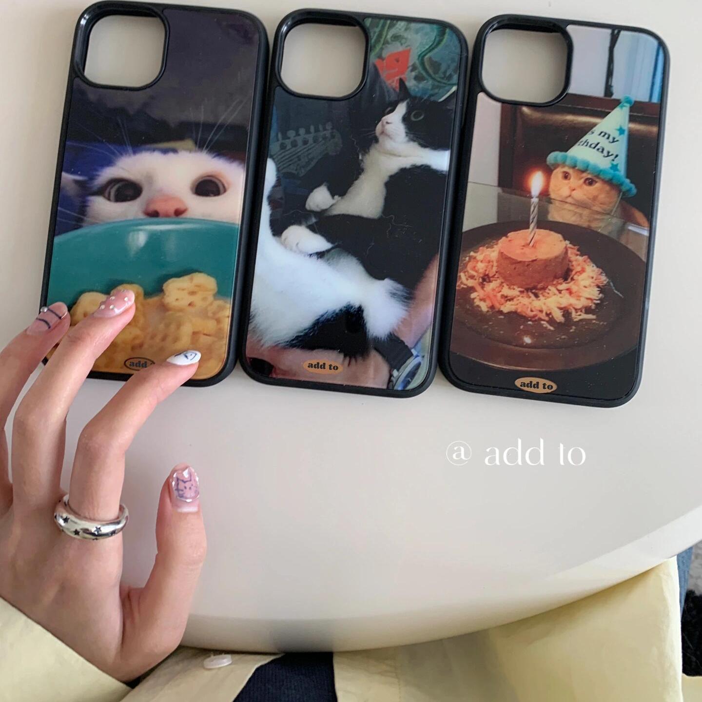 没有小猫心里会空落落亚克力黑边适用苹果iPhone16promax手机壳15pro小米14Pro保护套华为mate防摔三星S234