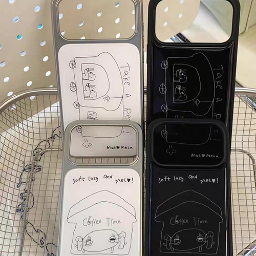 简笔线条ins黑边软边硬背适用苹果iPhone17promax手机壳1615pro小米1415Pro华为mate60p70三星S23vivo荣耀