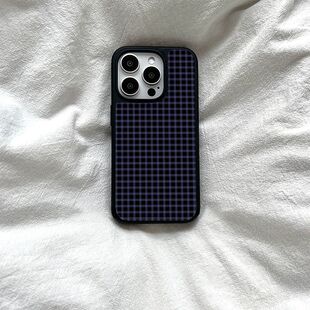 ins紫黑条纹原创亚克力黑边磁吸适用苹果iPhone16promax手机壳131512pro小米14Pro华为mate60p70三星S23防摔