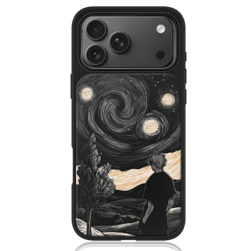ins风梵高小夜黑边软壳磁吸适用苹果小米iPhone17promax手机壳1613pro小米1415Pro华为mate60p70三星S23防摔