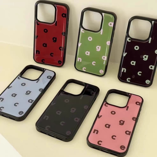 简约高级纯色字母亚克力黑边适用苹果iPhone16promax手机壳1312pro小米1415Pro华为mate60p70三星S23 25防摔