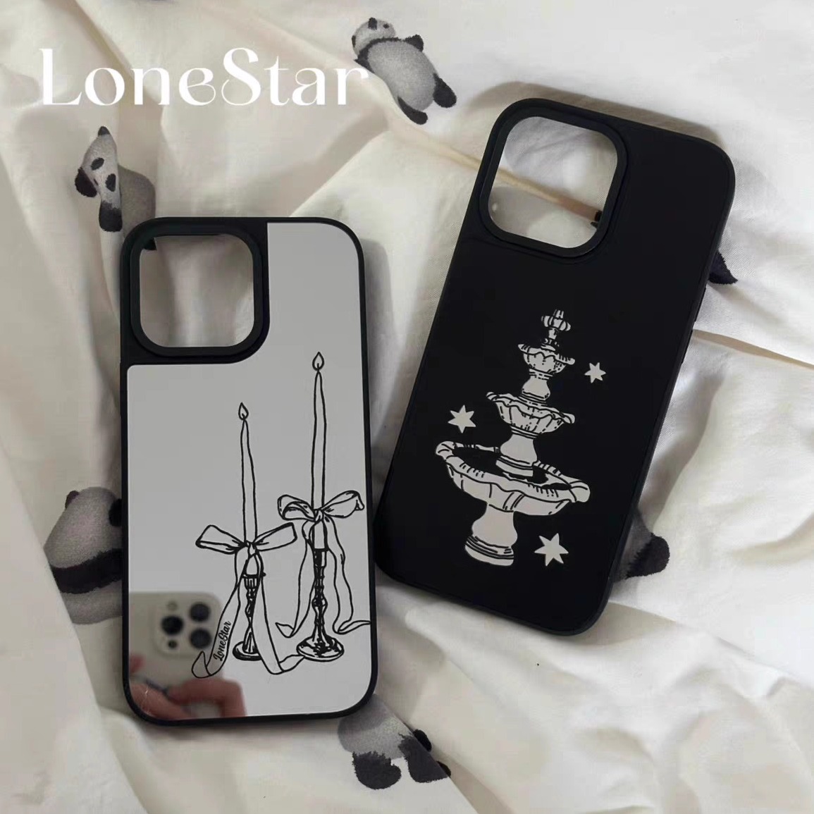 ins星星喷泉蜡烛镜面适用于苹果16promax手机壳iphone16/15/14/13/12/11高级感全包防摔小众原创15plus玻璃壳