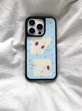 ins风可爱女孩黑边软壳磁吸适用苹果iPhone16promax手机壳1315pro小米14Pro保护套华为mateP7060防摔三星S23