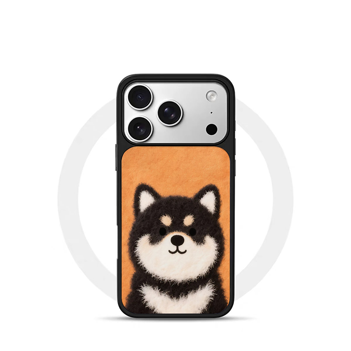 ins可爱黑色柴犬黑边电镀银磁吸适用苹果iPhone17promax手机壳1615pro小米1415Pro华为mate60p70三星S23防摔