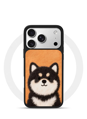 ins可爱黑色柴犬黑边电镀银磁吸适用苹果iPhone17promax手机壳1615pro小米1415Pro华为mate60p70三星S23防摔