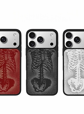 ins个性复古骷髅元素黑边磁吸适用苹果iPhone17promax手机壳1612pro小米1415Pro华为mate60p70三星S23防摔