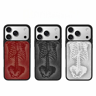 ins个性复古骷髅元素黑边磁吸适用苹果iPhone17promax手机壳1612pro小米1415Pro华为mate60p70三星S23防摔