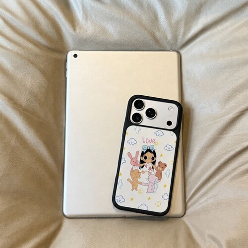 ins风女孩动物黑边玻璃磁吸适用苹果小米iPhone18promax手机壳1716pro小米1517Pro华为mate80p90三星S25防摔