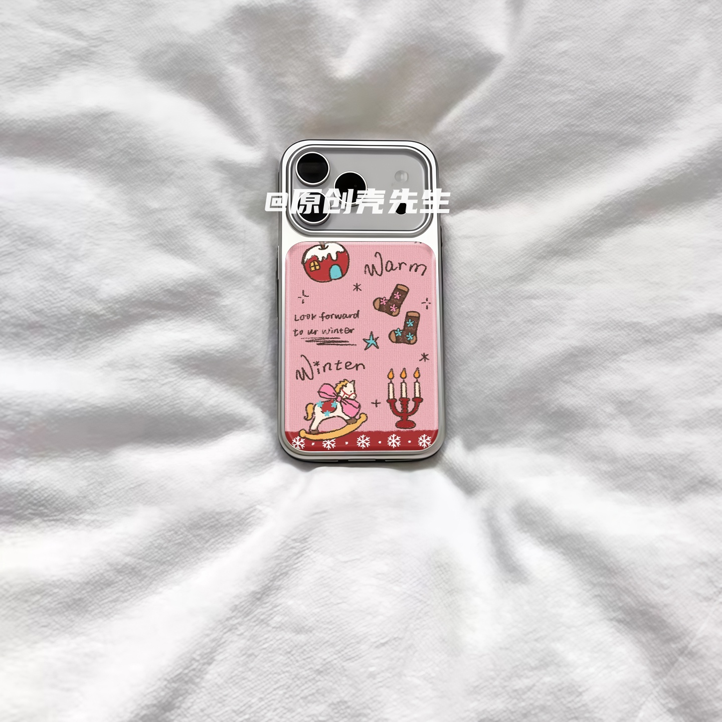 ins复古小马可爱插画电镀银磁吸适用苹果iPhone17promax手机壳1615pro小米1415Pro华为mate60p70三星S23防摔