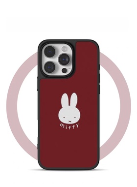 新年红色米兔电镀银黑边磁吸适用苹果iPhone16promax手机壳1312pro小米1415Pro华为mate60p70三星S23防摔软壳