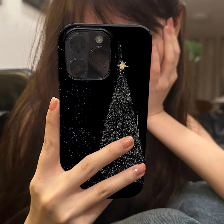 治愈系夜幕灯光圣诞树适用于苹果iPhone15pro/14promax/15/14/13/11xr菲林小众高级不会撞壳的手机壳创意新款