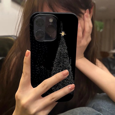 治愈系夜幕灯光圣诞树适用于苹果iPhone15pro/14promax/15/14/13/11xr菲林小众高级不会撞壳的手机壳创意新款
