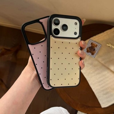 ins黄色满屏星星个性黑边磁吸适用苹果iPhone16promax手机壳1715pro小米1415Pro华为mate60p70三星S23防摔