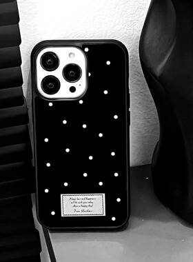 ins个性黑色波点亚克力黑边磁吸适用苹果iPhone16promax手机壳1312pro小米1415Pro华为mate60p70三星S23防摔