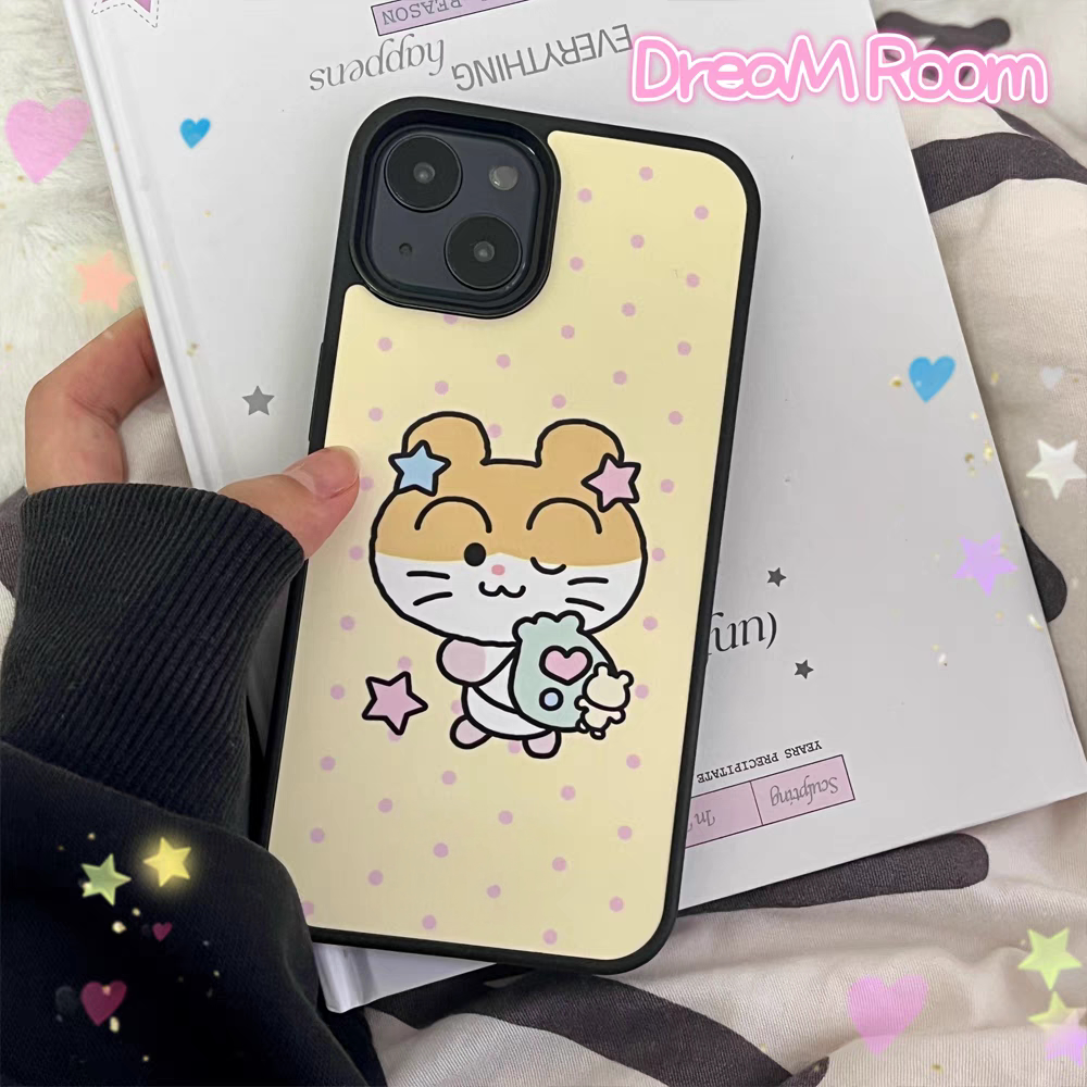星星小仓鼠淡黄色亚克力黑边磁吸适用苹果iPhone16promax手机壳1312pro小米1415Pro华为mate60p70三星S23防摔