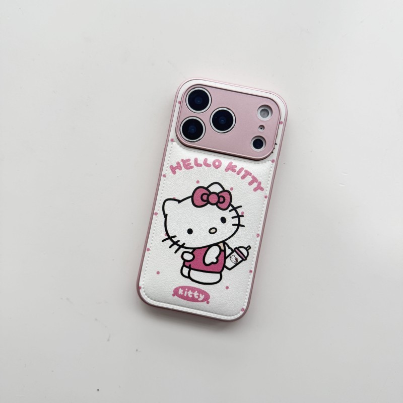 ins风可爱kt猫咪皮质适用于苹果小米iPhone17promax全包手机壳1613pro小米1415Pro华为mate60p70荣耀vivo防摔