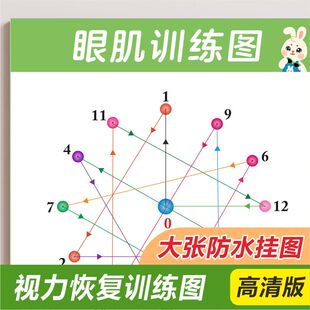 恢复视力眼肌运动训练图儿童锻炼眼睛的玩具挂图远视表增视图贴纸