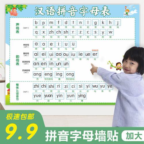 小学儿童拼音字母挂图