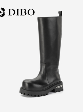 DIBO碲铂商场同款2025年秋季新款真皮骑士靴气质百搭长筒靴女